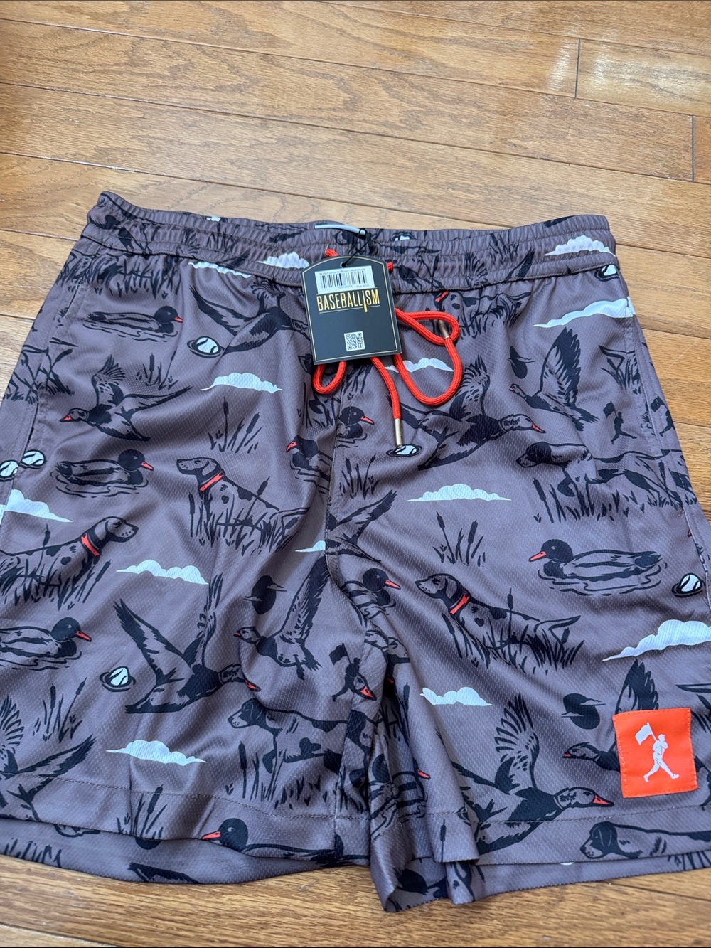 Men’s Brown Duck-Print Swim Trunks
